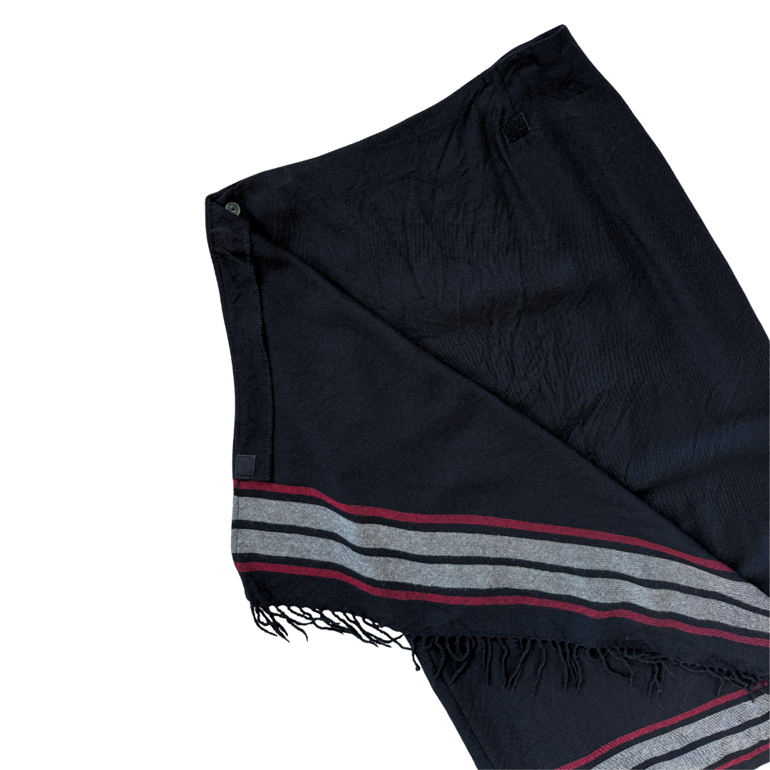 Studio Jax Black and Red Plaid Wool Skirt with Fringe | Medium