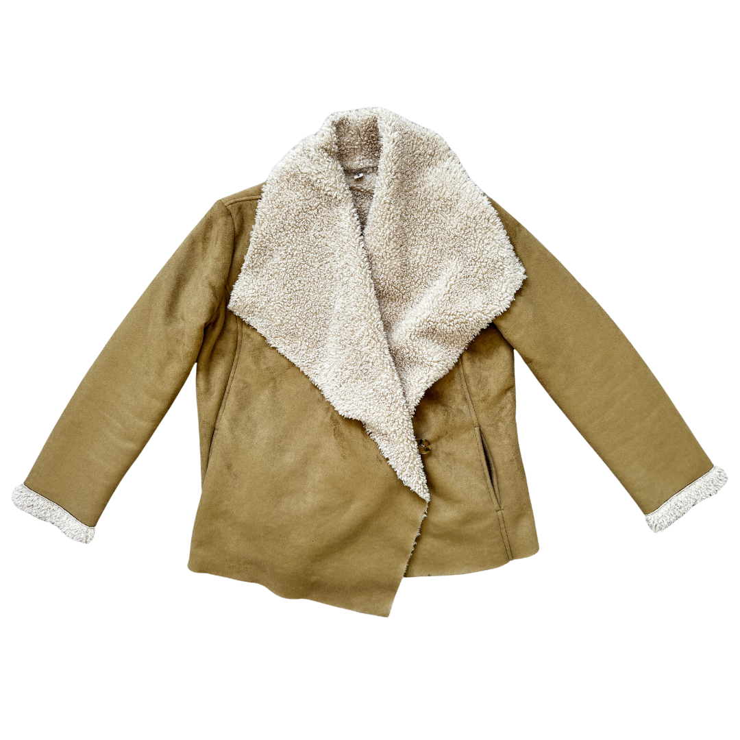 Ecote Tan Faux Suede Sherpa Jacket | Small