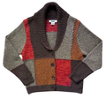 Vintage 1990s Alia Brown and Orange Patchwork Cardigan - Small / Medium