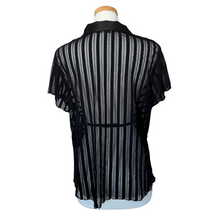 Load image into Gallery viewer, MXM Sheer Black Striped Collared Blouse | Extra-Large
