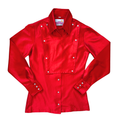 Vintage 70s Millie Red Satin Marching Band Blouse | Extra-Small / Small
