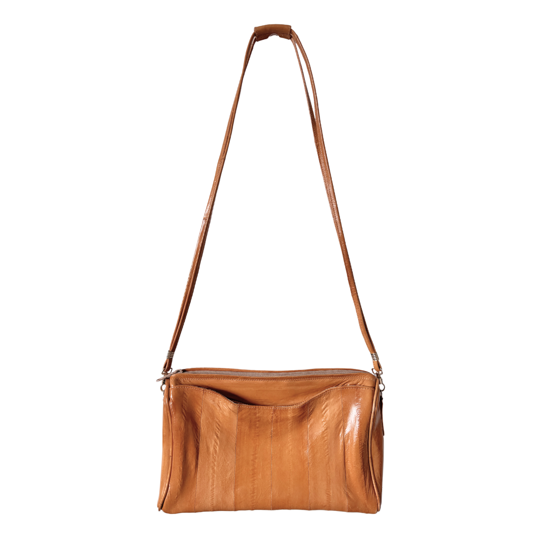 Vintage 80s Blonde/Brown Genuine Eel Skin Purse