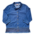 Alia Sport Embroidered Fringe Denim Shirt | Large