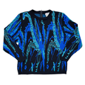 Vintage 80s D'Allaird's Blue and Black Geometric Metallic Sweater | Small - Medium