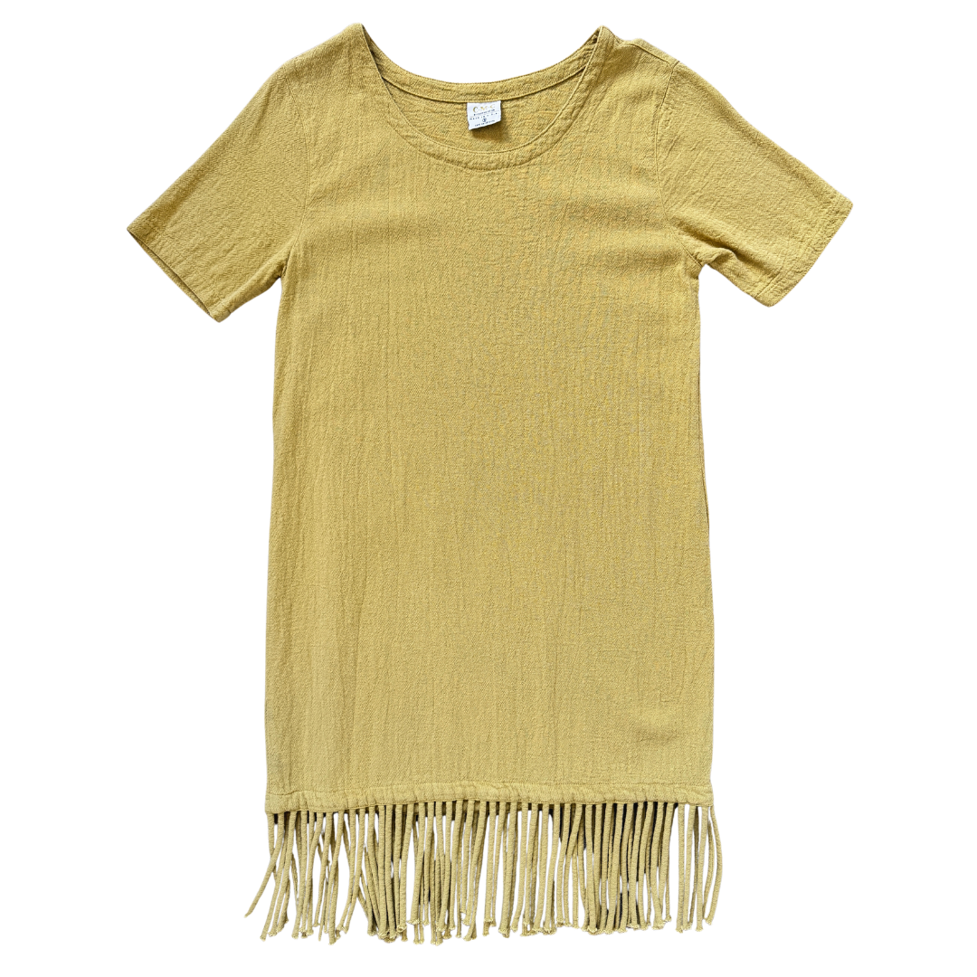 Vintage 90s C.M.C. Colour Me Cotton Faded Green Fringe Dress | Small - Medium