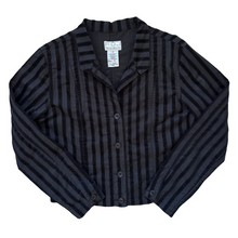 Load image into Gallery viewer, Vintage 1990s French Dressing Black Denim and Velvet Striped Jacket | Small-Medium
