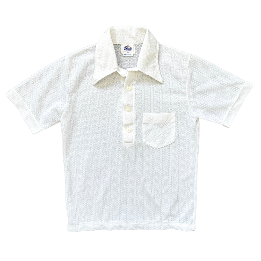 Vintage 70s Caldwell White Retro Collared Golf Shirt | Medium