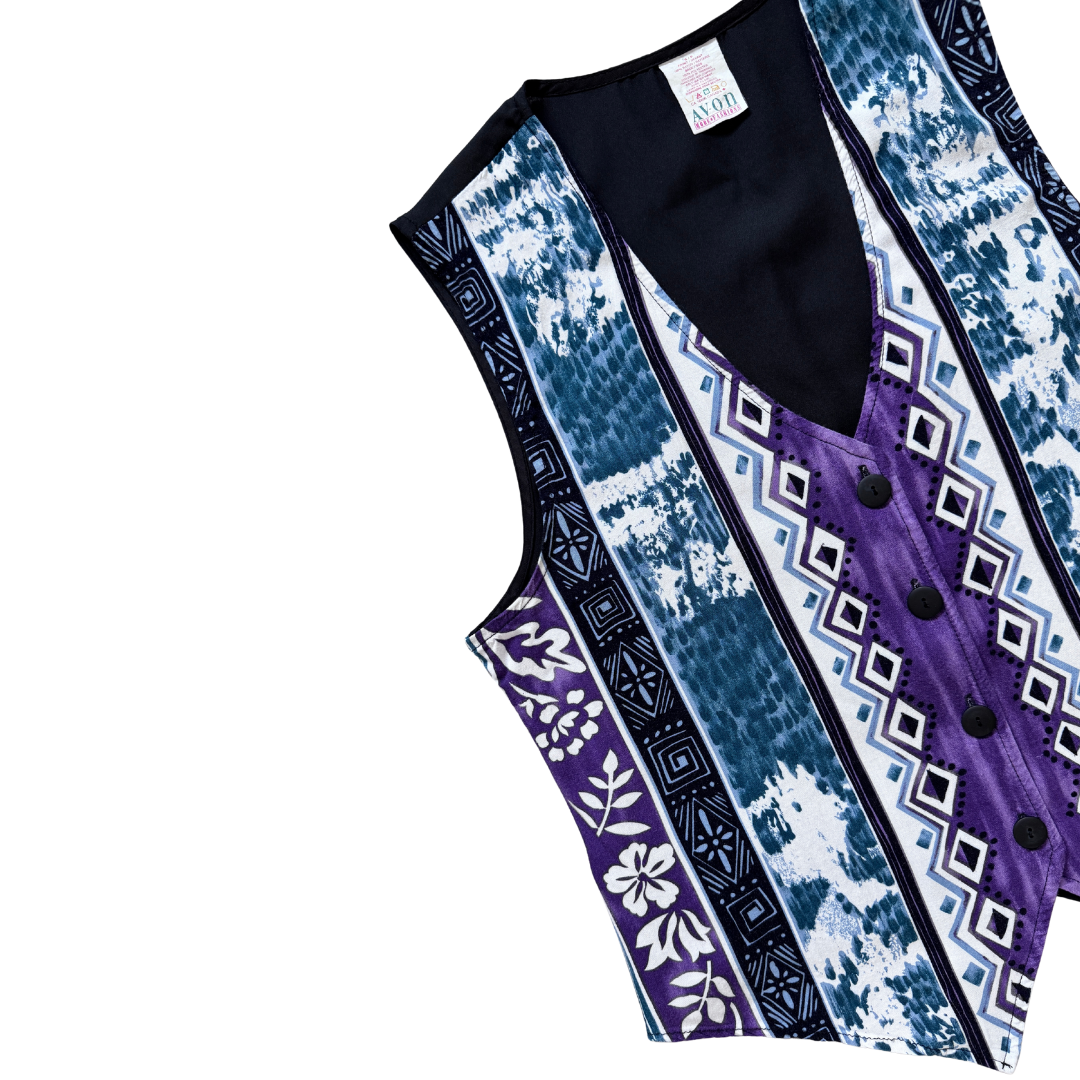 Avon Purple and Teal Abstract Vest | Small-Medium
