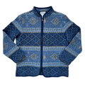 Vintage 1990s Tradition Country Collection Blue Textured Geometric High Neck Jacket | Medium - Large