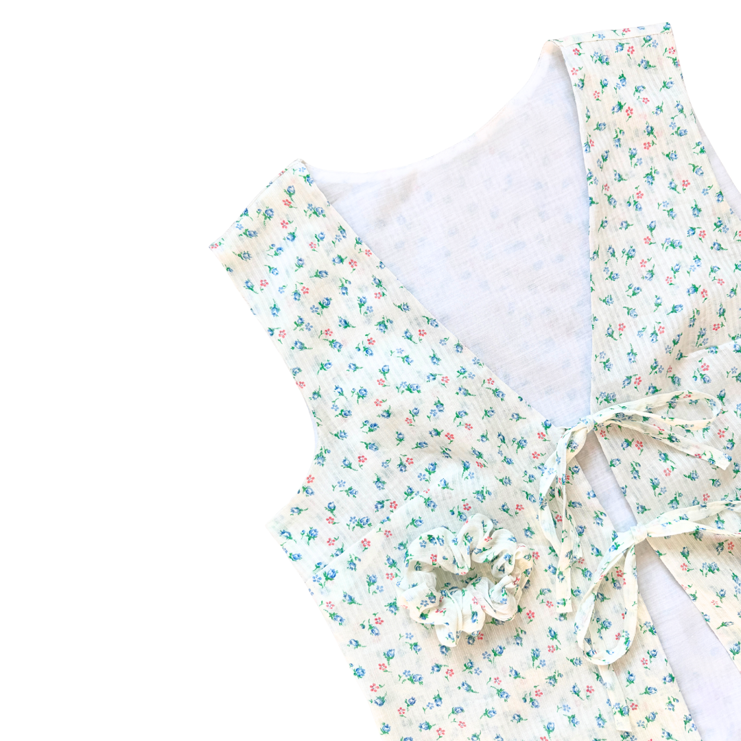 Recycled Dainty Floral Tie-Front Vest | Small