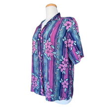 Load image into Gallery viewer, TanJay Pink and Blue Floral Striped Shirt | Large / Extra-Large
