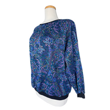 Load image into Gallery viewer, Quadra Fashions Purple and Blue Paisley Crewneck Sweater | Large
