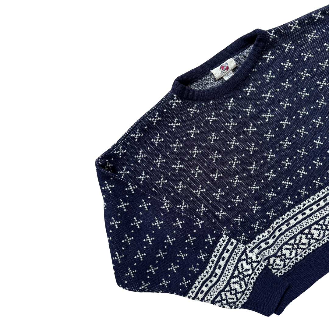 Hedgely Sport Navy and White Graphic Sweater | Medium-Large