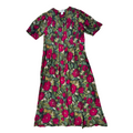 Vintage 1980s Poems by Esteem Red and Green Floral Button Front Maxi Dress | Medium
