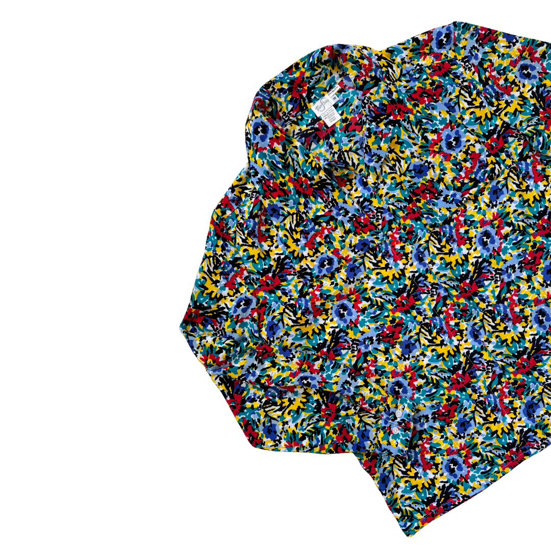 TanJay Black and Primary Colours Floral Blouse | Large