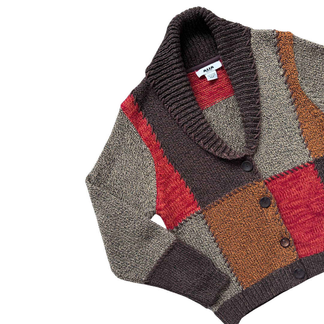 Alia Brown and Orange Patchwork Cardigan | Small - Medium