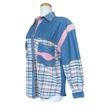 Load image into Gallery viewer, Denim and Pink Flannel Plaid Shirt | Small-Medium
