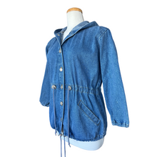 Load image into Gallery viewer, Reitman&#39;s Pop Express Hooded Denim Jacket | Small-Medium
