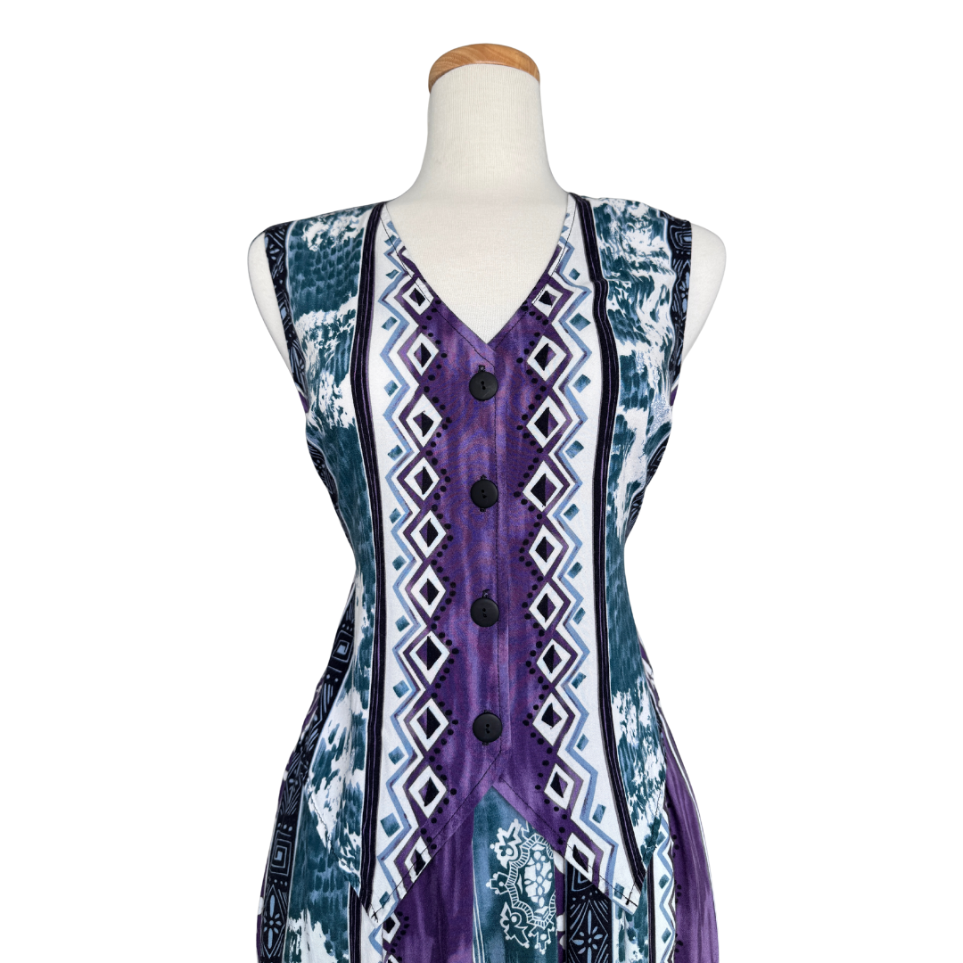 Avon Purple and Teal Abstract Vest | Small-Medium