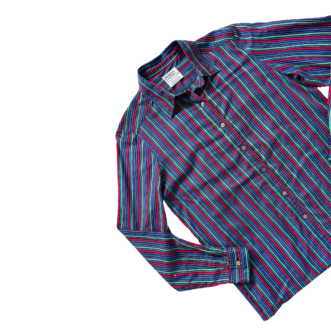 Port International Red / Green / Blue Striped Cotton Shirt | Small