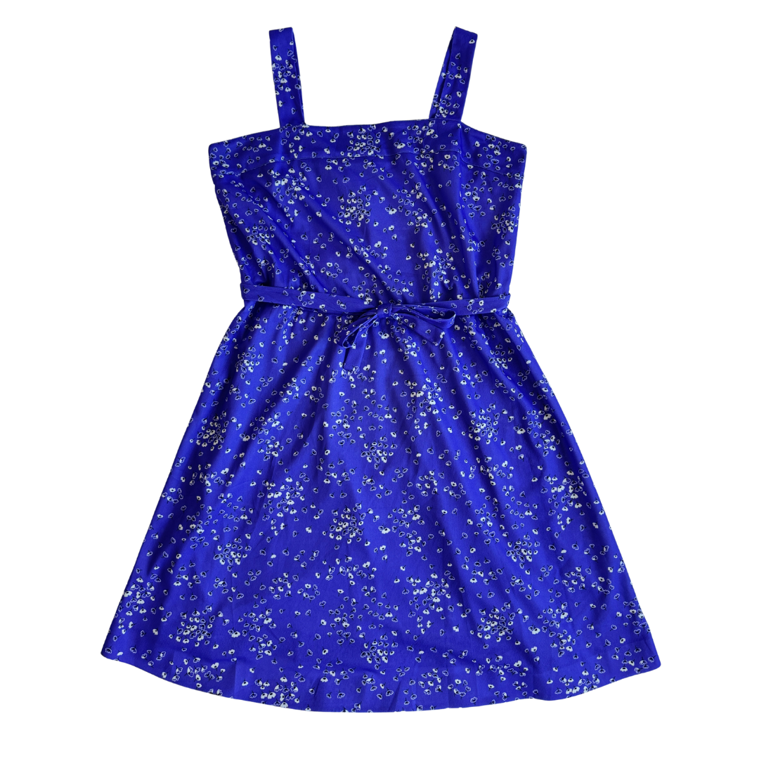 Vintage 1970s D'Allaird's Purple Floral Shift Dress with Tie Belt | Medium-Large