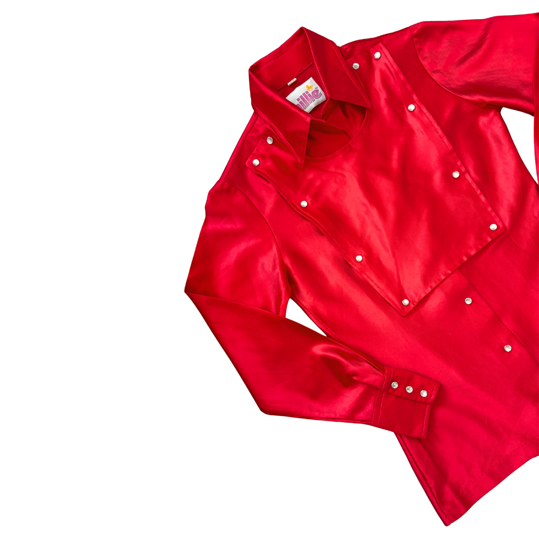 Millie Red Satin Marching Band Blouse | Extra-Small / Small