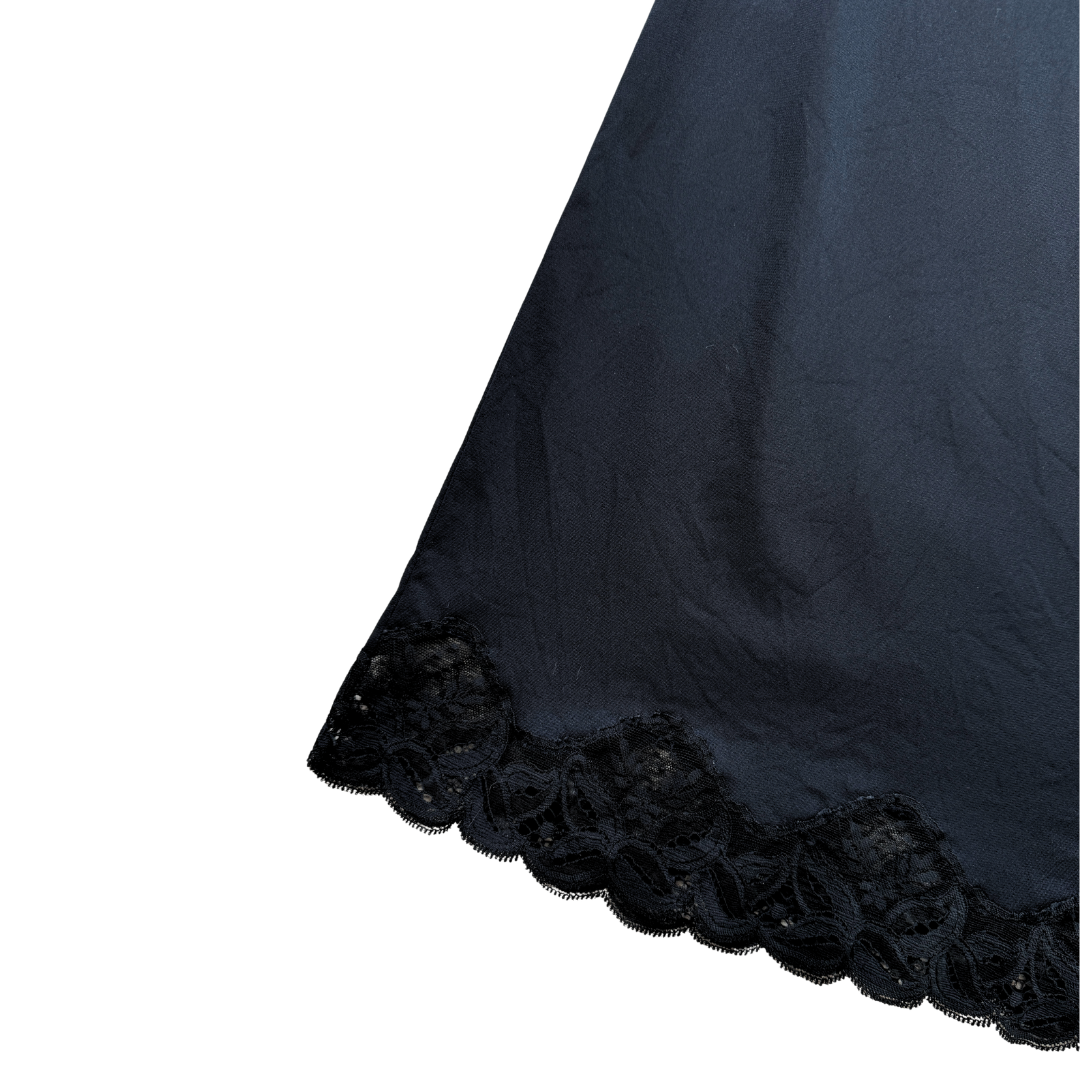 Tall Girl Black Lace Trim Midi Skirt Slip | Large