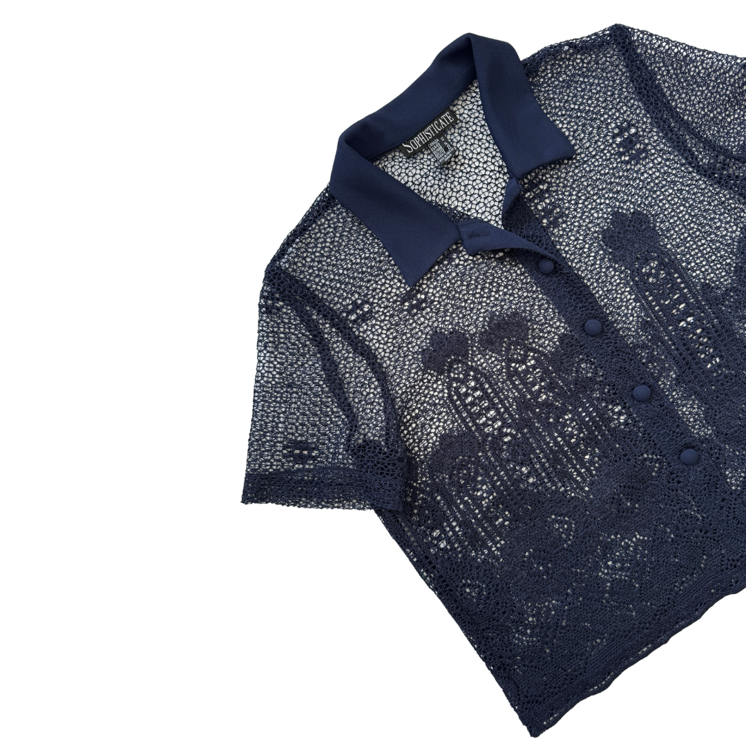 Sophisticate Navy Lace Blouse | Medium
