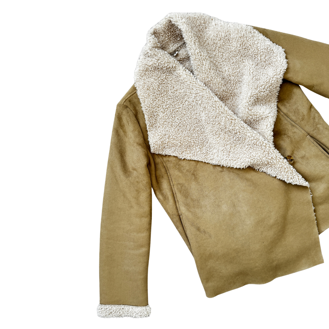 Ecote Tan Faux Suede Sherpa Jacket | Small