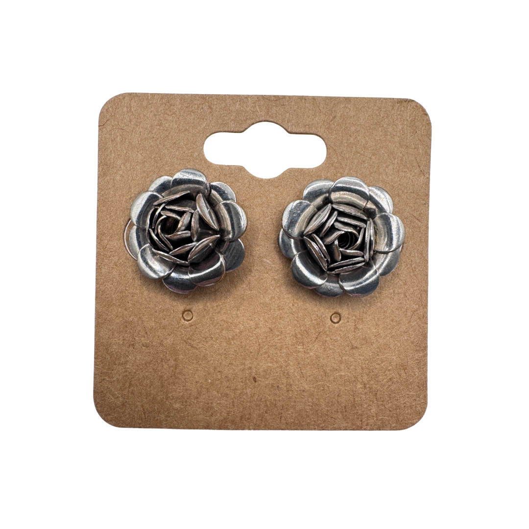 Silver Rosebud Stud Earrings