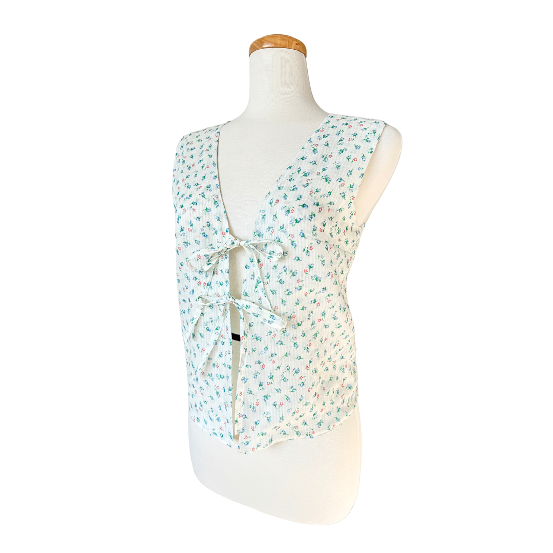 Recycled Dainty Floral Tie-Front Vest | Small