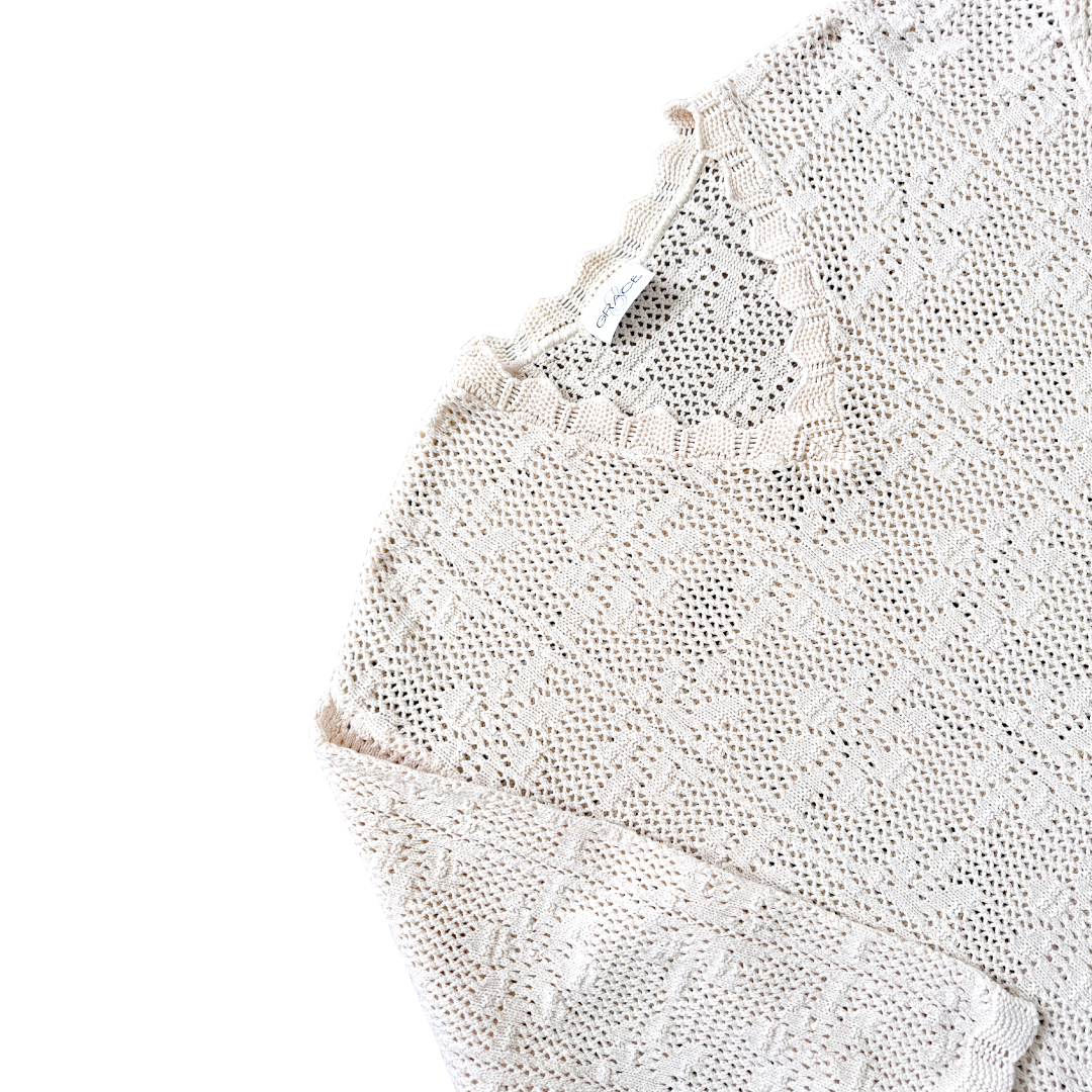 Grace Floral Lace Knit Sweater | Medium - Large