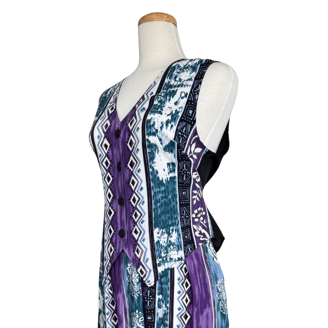 Avon Purple and Teal Abstract Vest | Small-Medium