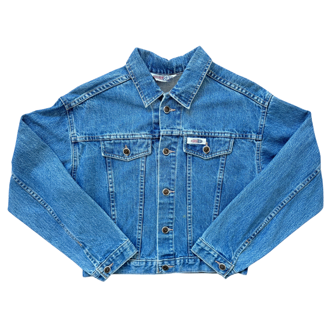 Up-cycled Hand Embroidered Jellyfish Denim Jacket | Medium
