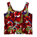 Red Floral Shell and Leopard Print Tank Top | Small - Medium
