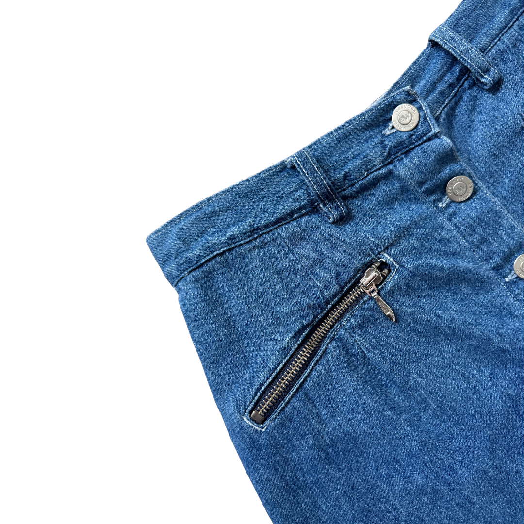 Easy Wear Denim Maxi Skirt with Zipper Pockets | Small