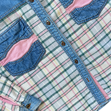 Load image into Gallery viewer, Denim and Pink Flannel Plaid Shirt | Small-Medium
