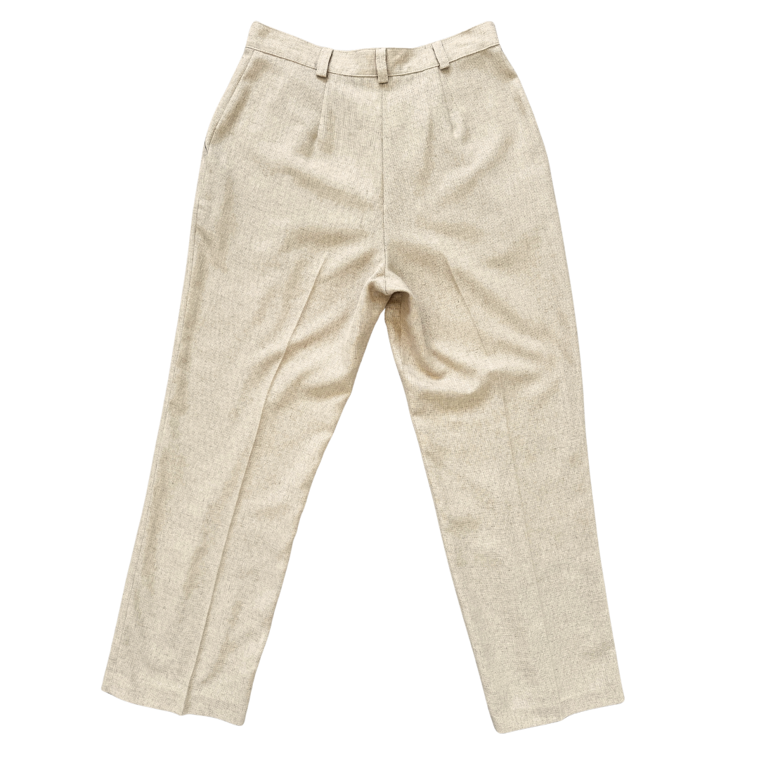 Haggar Petite Beige Linen Blend Pleated Pants | 6