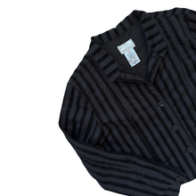 Load image into Gallery viewer, French Dressing Black Denim and Velvet Striped Jacket | Small-Medium
