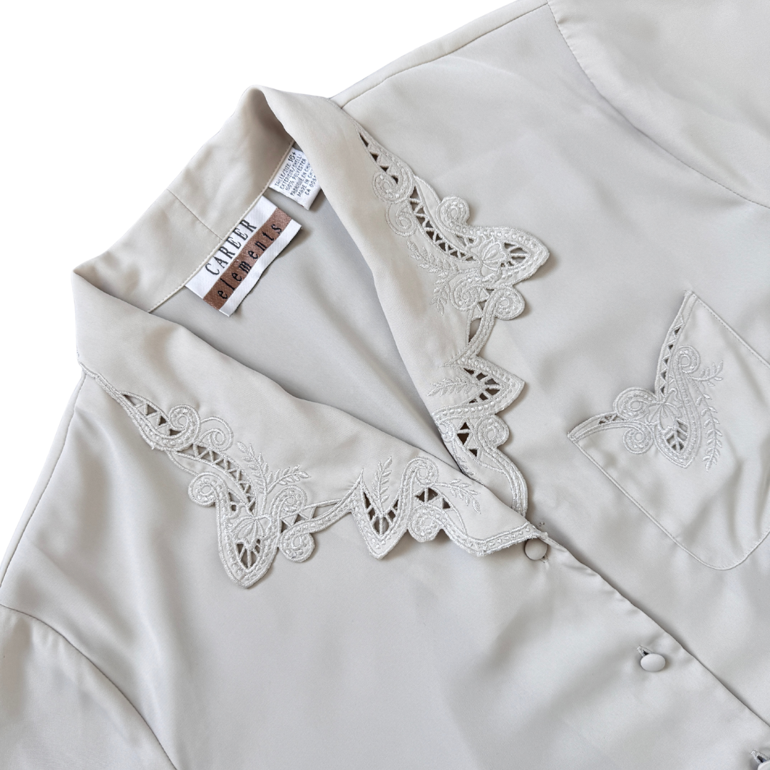 Career Elements Embroidered Collar Blouse | Extra-Large