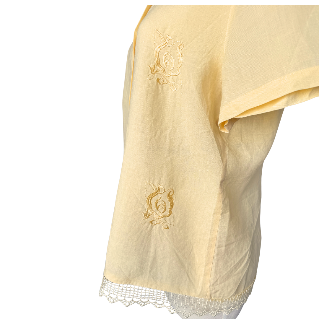 Le Gala Butter Yellow Embroidered Blouse | Medium-Large