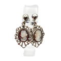 Vintage 60s Sterling Silver Cameo Screw-Back Earrings