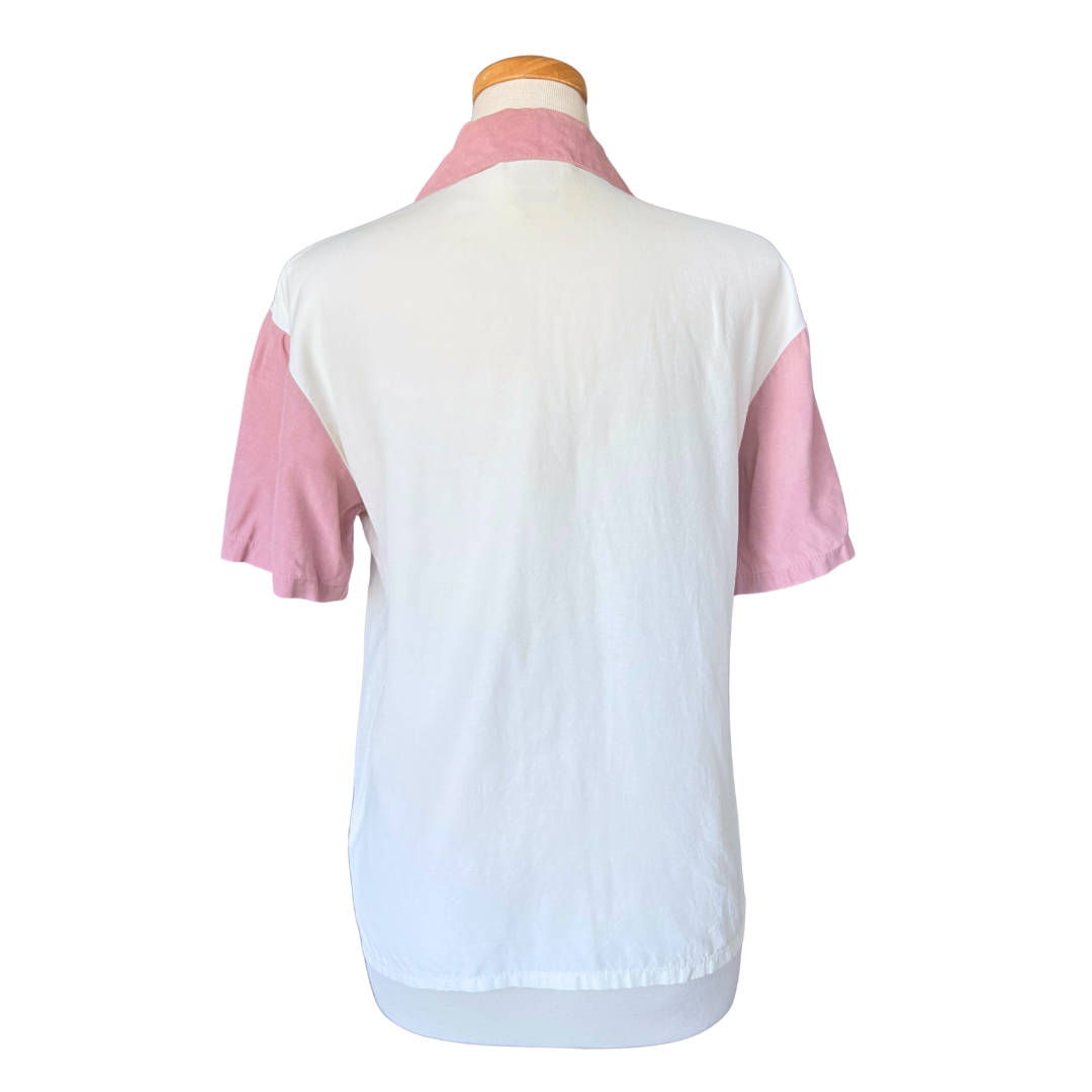 EmblemPink and Green Colour Block Buttoned Shirt | Small-Medium