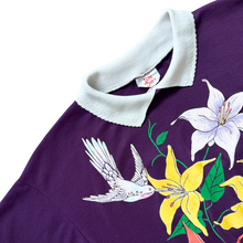 Load image into Gallery viewer, Jane Colby Purple Ruffle Collared Sweatshirt with Floral Graphic | Large
