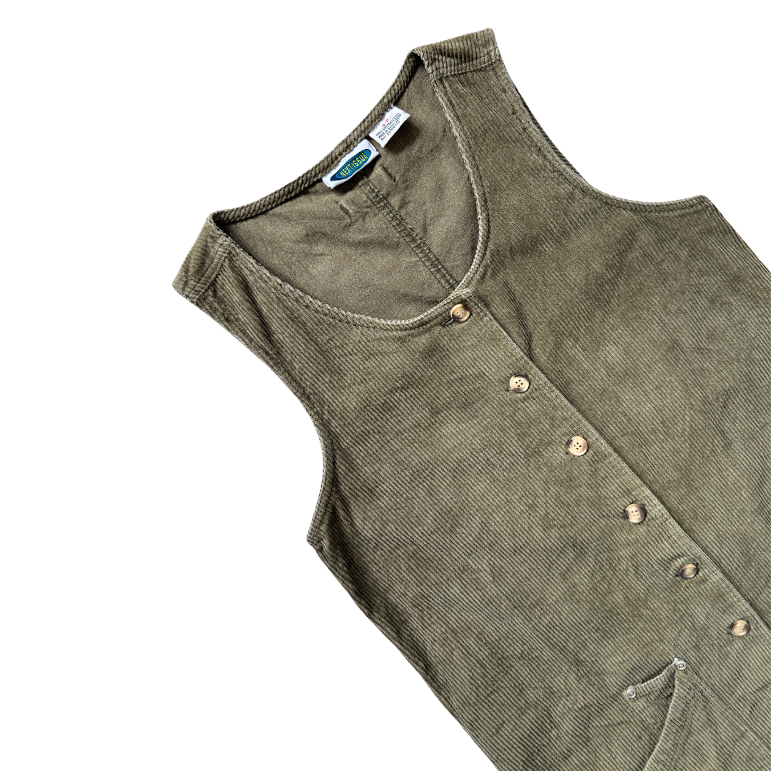 Next Issue Green Corduroy Pinafore Mini Dress | Extra-Small / Small