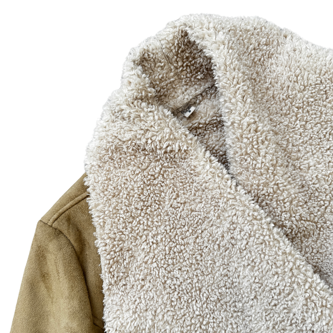 Ecote Tan Faux Suede Sherpa Jacket | Small