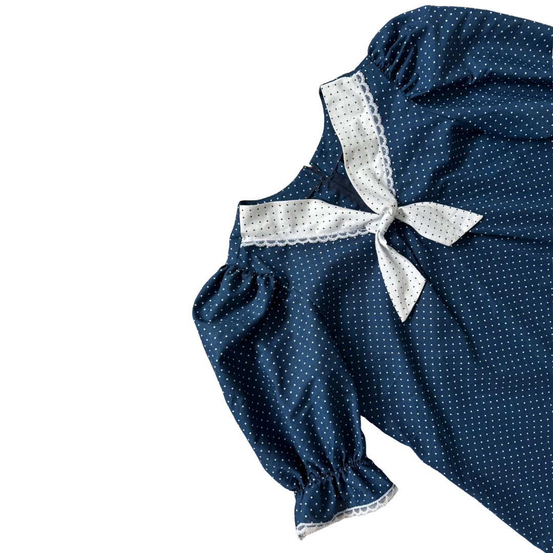Navy Polka Dot Nautical Blouse | Small - Medium