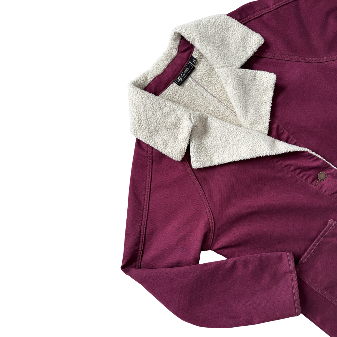 Diane Gilman Burgundy Denim Sherpa Jacket | Medium