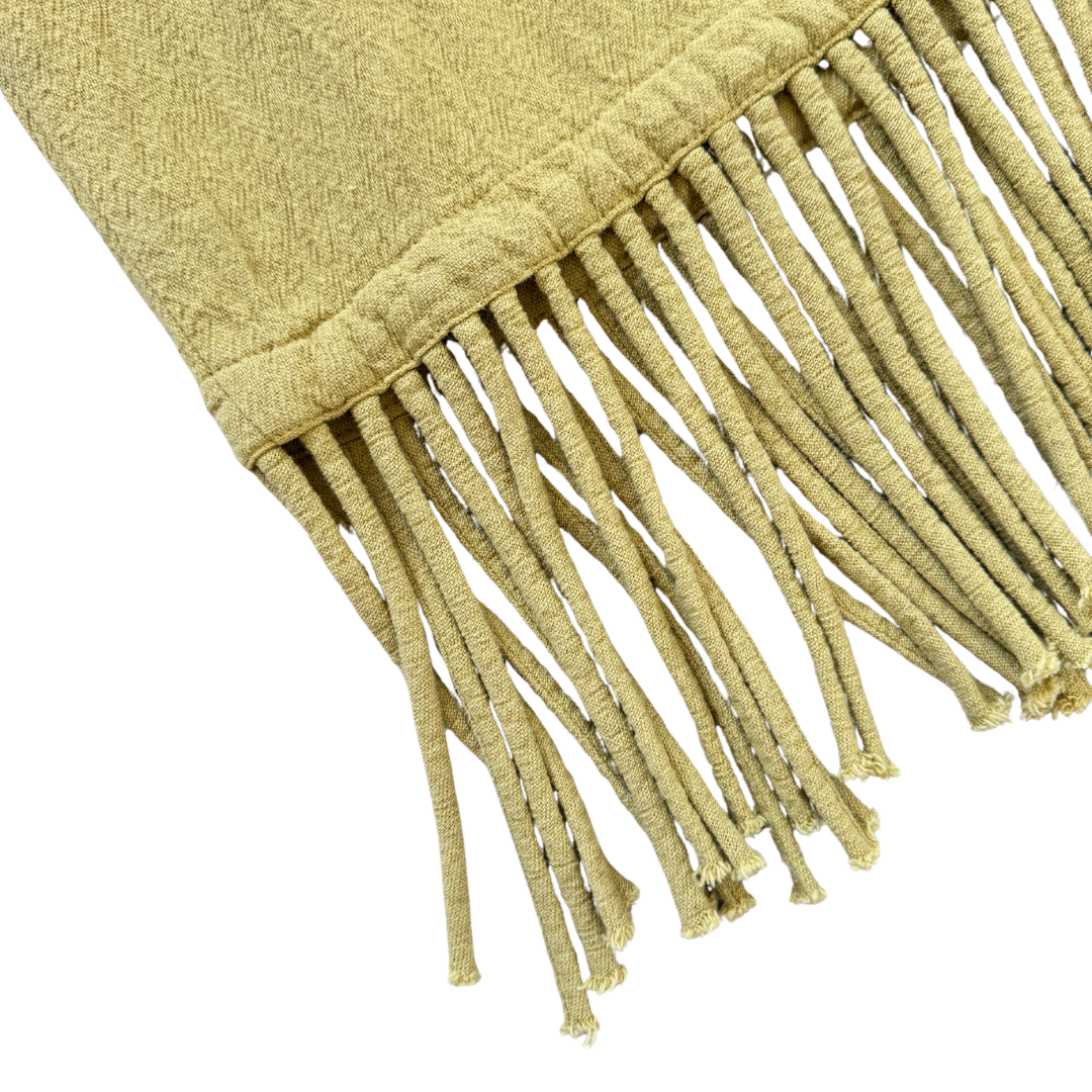 Colour Me Cotton Faded Green Fringe Dress | Small - Medium