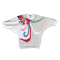 Vintage 80s-90s Koret Short Sleeve Floral Sweater | Large